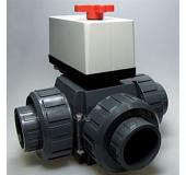 50mm Praher Peraqua PVC 3-way ball valve, 24 Volt, L-boring